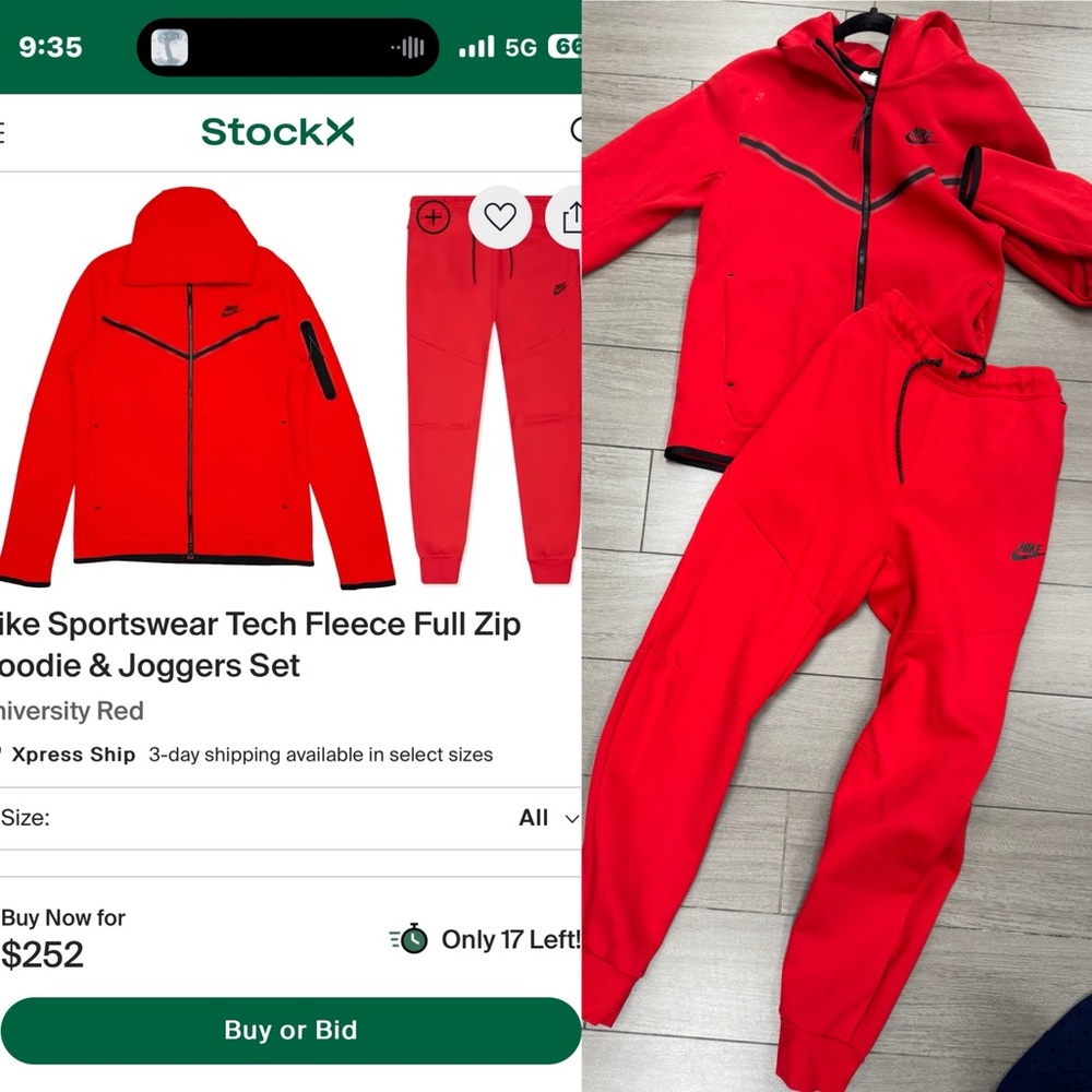 Nike Red Performance Jacket With Tech Fleece And … - image 1